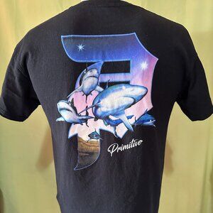 Primitive Skateboards School of Sharks Men's Black T Shirt Medium Cotton